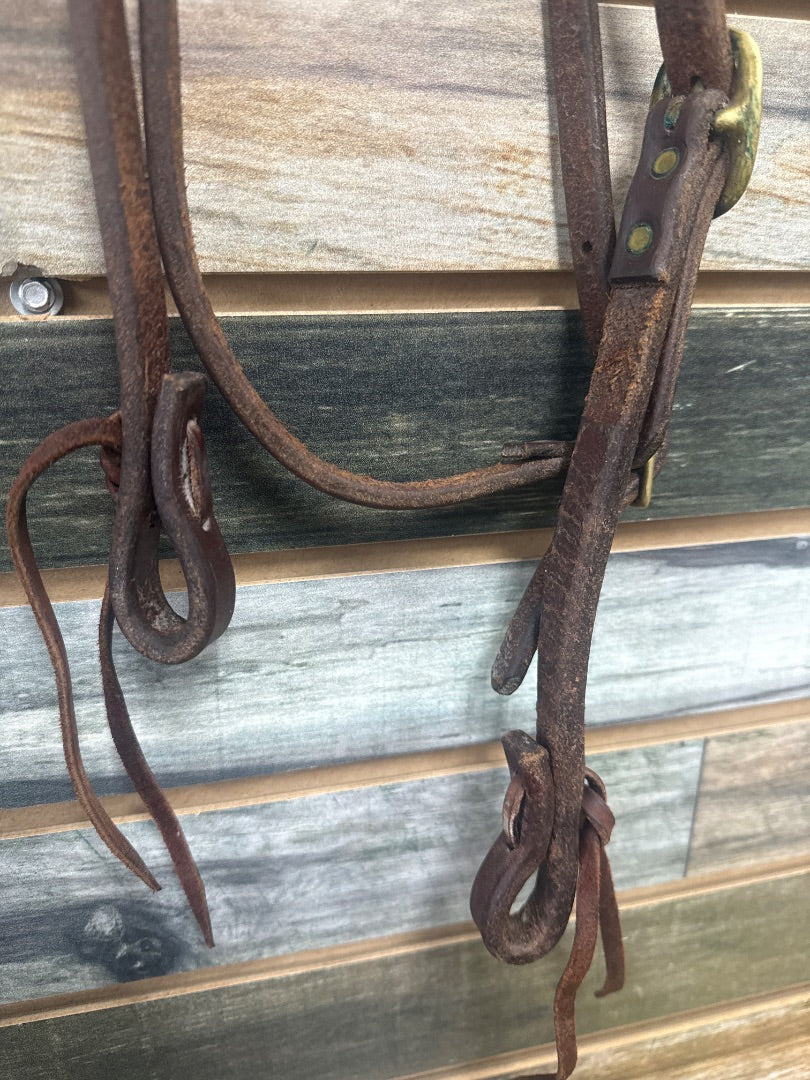 USED Cowperson Tack Western Headstall Browband Horse Dark Oil