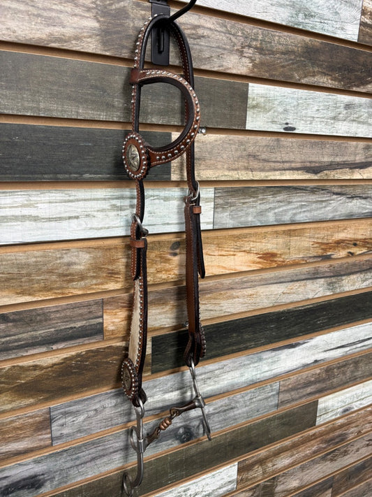 USED  Western Headstall with Bit  Brown with Cowhide