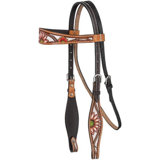Silver Royal Coral Flower Headstall