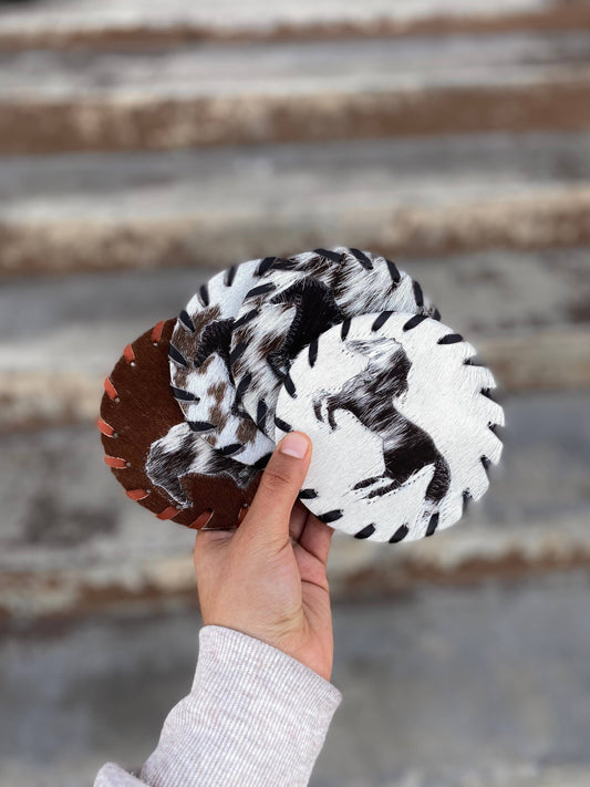 Horse Cowhide Coasters - 4pc Set  