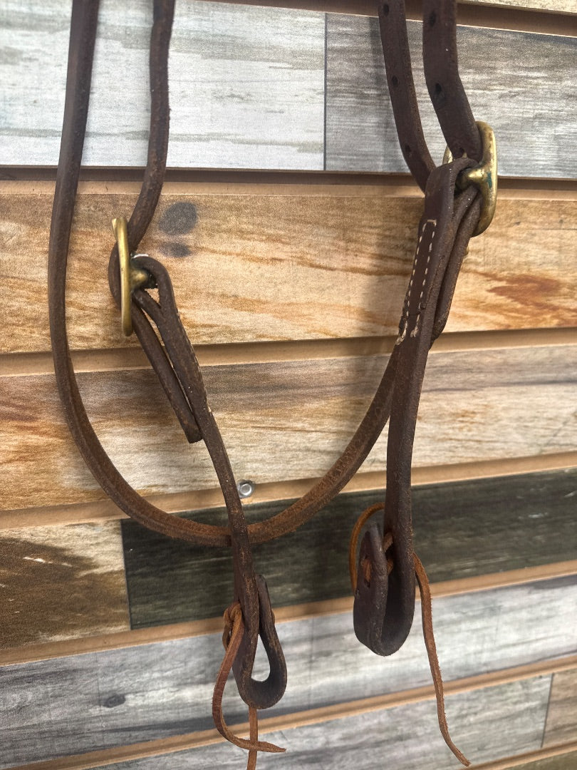 USED Murphy Leather Western Headstall With Reins Horse Dark Oil