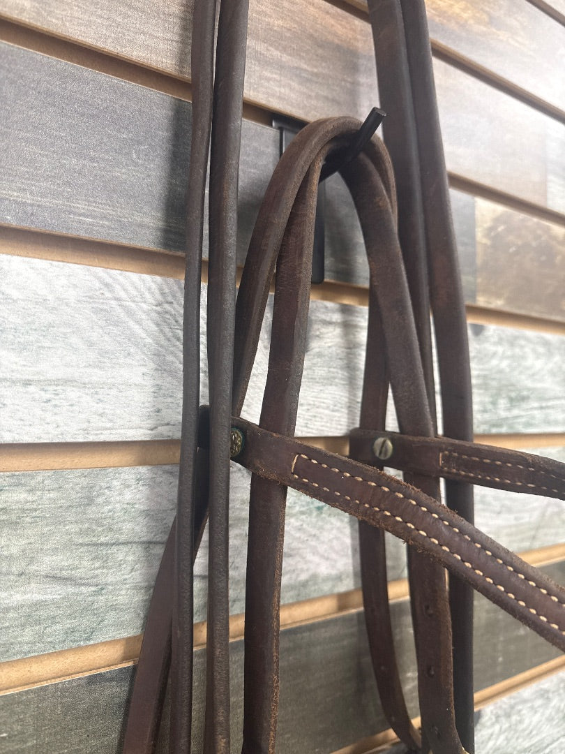 USED Murphy Leather Western Headstall With Reins Horse Dark Oil
