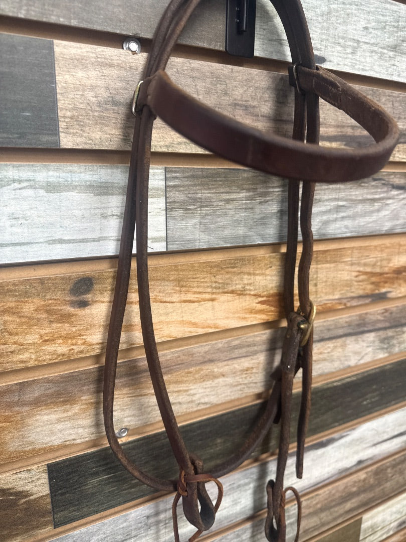 USED Cowperson Tack Western Headstall Browband Horse Dark Oil