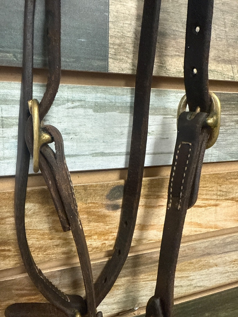 USED Murphy Leather Western Headstall With Reins Horse Dark Oil